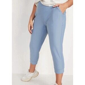 Old Navy Women's L High Rise Crop Jogger Powersoft Athletic Pants Light Blue